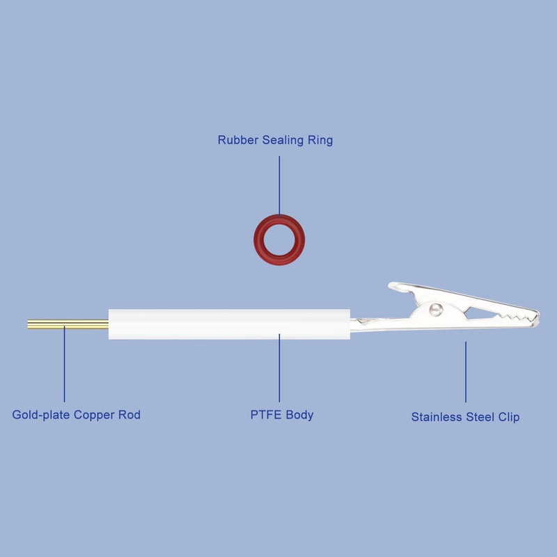 Labasics Electrode Holder, Multi-Functional Electrode Clamps with Detachable Stainless Steel Gator Clip and PTFE Body Electrode Clip for Electrochemical Experiments, 80 mm - Image 3